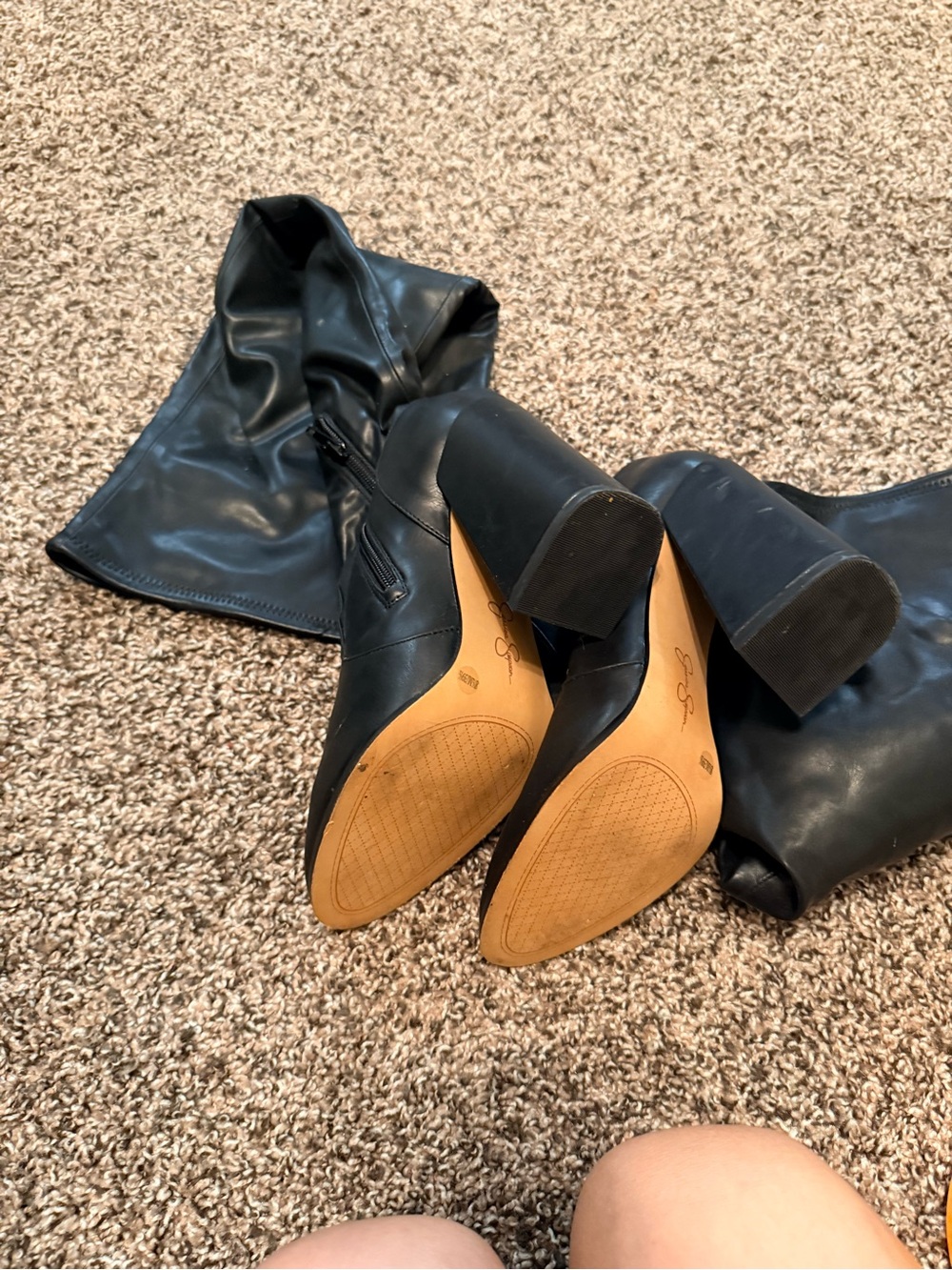 Jessica Simpson Black Over-the-Knee Block Heel Boots - Picture 4 of 5